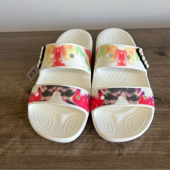 Crocs NEW Unisex White Classic Tie Dye 2 Strap Sandal Size 9 or 7 #B1805